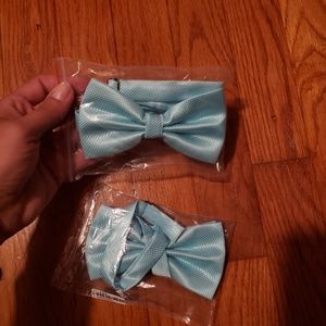 2 light blue bowties